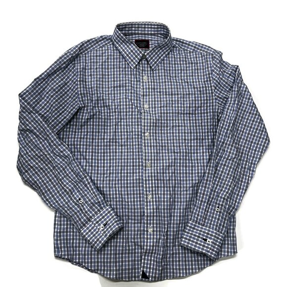 UNTUCKit Button Up Shirt Mens Medium Slim Long Sleeve Plaid Wrinkle Free Blue - Picture 1 of 8
